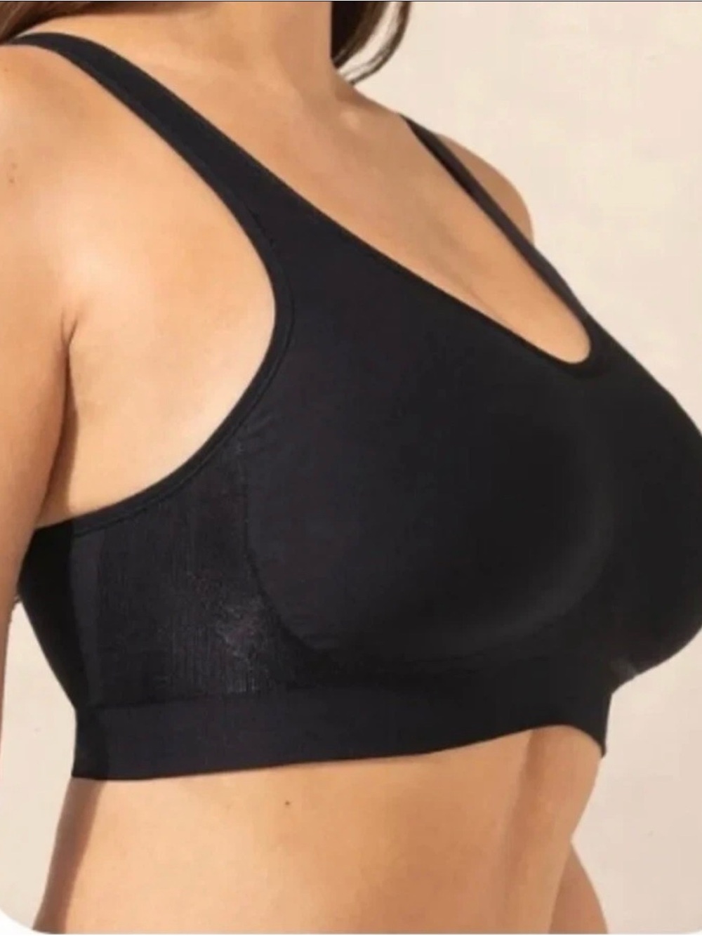 Truekind Women's Daily Comfort Wirefree Shaper Bra Black Large New With Tag